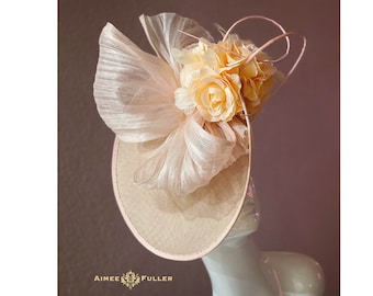 Cappello Da Cerimonia Nuziale Con Fascinator, In Oro Rosa E - Foto 3