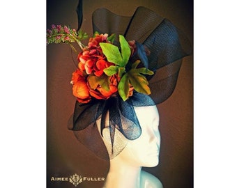 Royal Ascot Fascinator, Kentucky Derby-hoed, zwart lichtbruin lichtbruin pioenroos Melbourne Cup, preakness derby high tea-cocktail