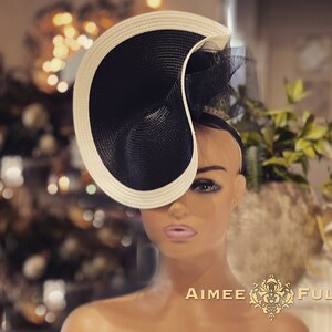 Kentucky Derby Hat Fascinator, White Royal Ascot Hat, Kentucky Derby Fascinator, Melbourne Cup Hat, Del Mar Races Hat, Black and White Hat