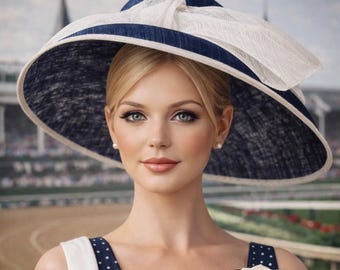 Elegante cappello a tesa larga in organza per donna Derby, chiesa