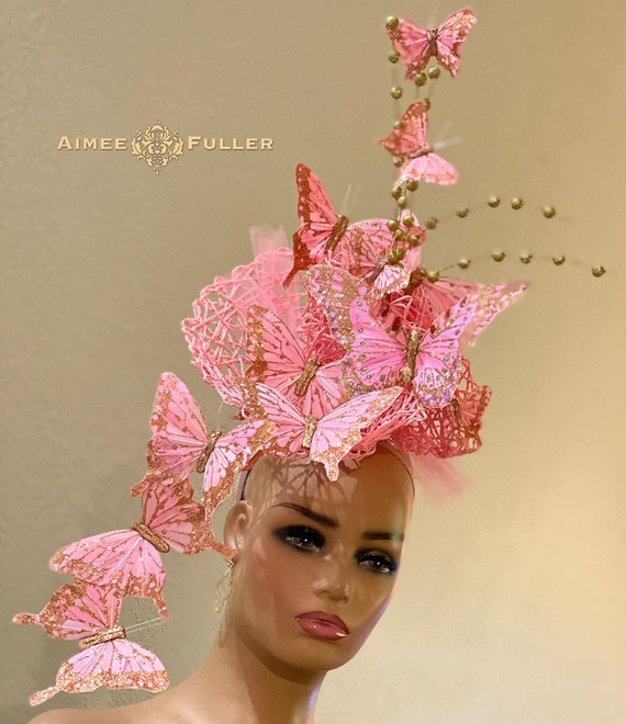 pink and gold headpiece