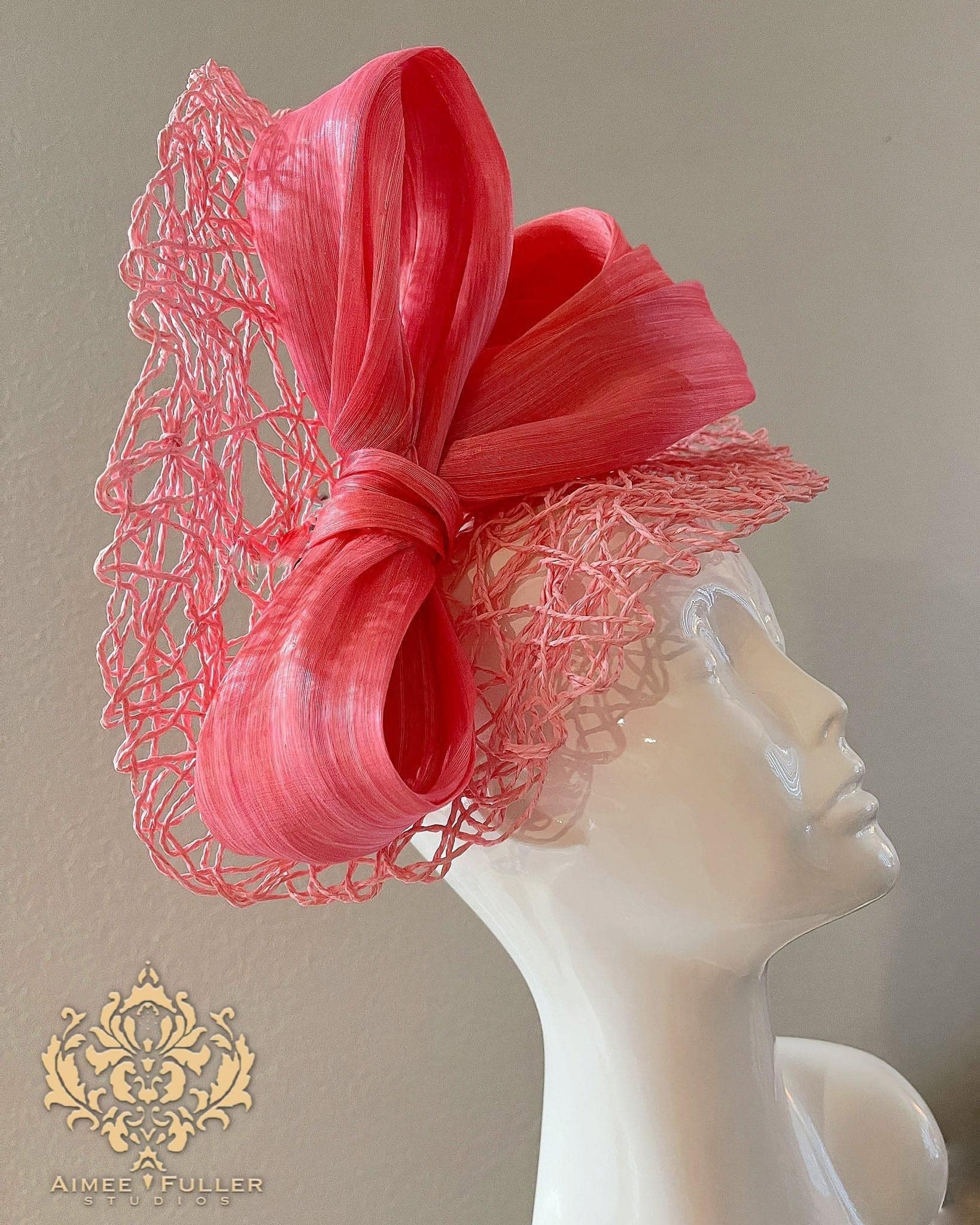 Aimee Fuller Kentucky Derby Hat, Gold Coral Salmon Pink Fascinator, Fun ...