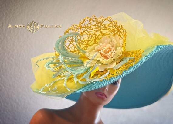 Aimee Fuller Kentucky Derby Hat, Wide Brim Hat, Yellow  display picture 1