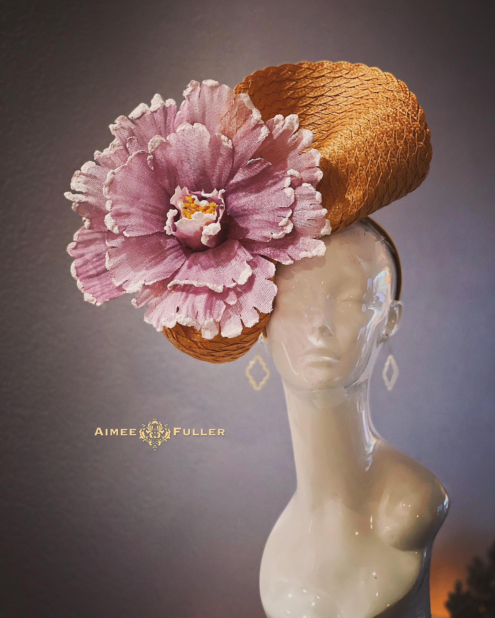 New Kentucky Derby Hat Mustard Yellow Derby Fascinator Blush Flowers Race Day kentucky derby hat fascinator peach coral rhinestone  main image 3