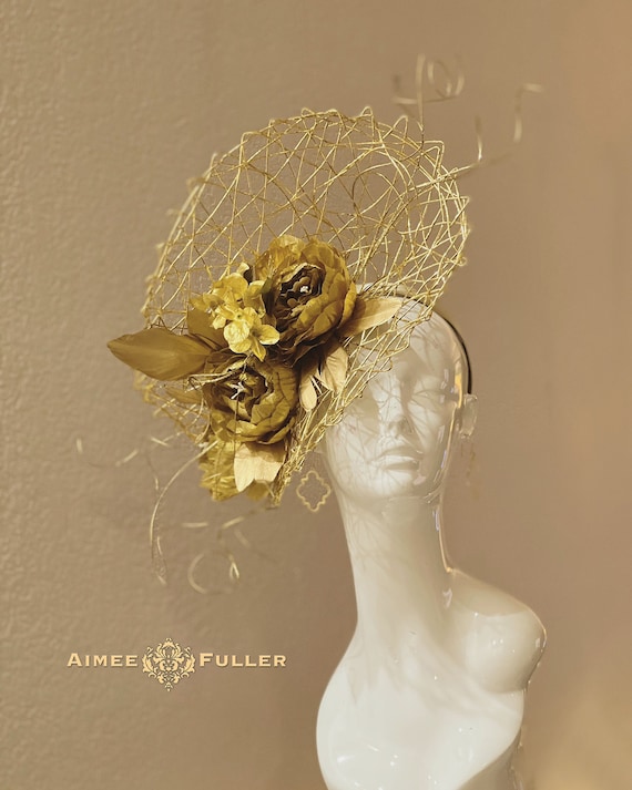 Gold Kentucky Derby Fascinator, Metallic Gold Peony Royal Ascot Fascinator, Gold Bridal Headpiece, Derby Hat, Melbourne Cup Hat, Del Mar Hat Gold Kentucky Derby Fascinator, Metallic Gold Peony Royal Ascot Fascinator, Gold Bridal Headpiece, Derby Hat, Melbourne Cup Hat, Del Mar Hat