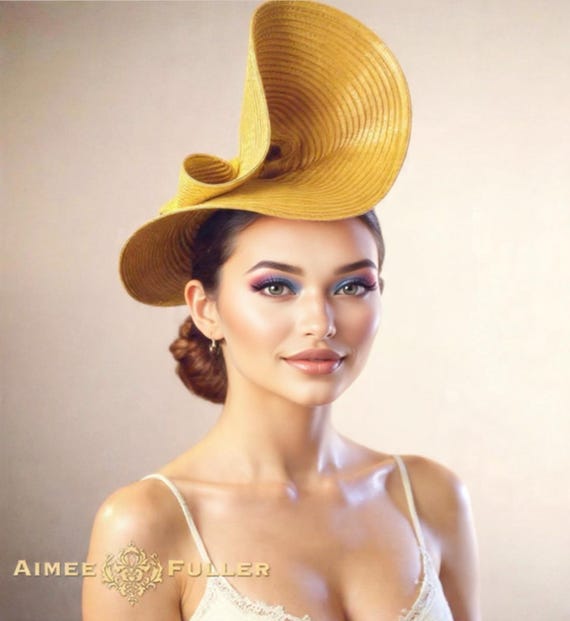 Kentucky Derby Hat Fascinator, Yellow Royal Ascot Hat  display picture 1