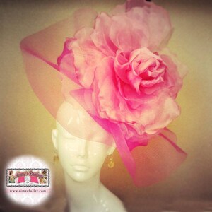 Kentucky Derby Hat, High Tea Fascinator, Hot Pink Hat, Rose Preakness Del Mar Races Hat, Galas Royal Ascot Hat, Melbourne Cup Hat Gilded Age