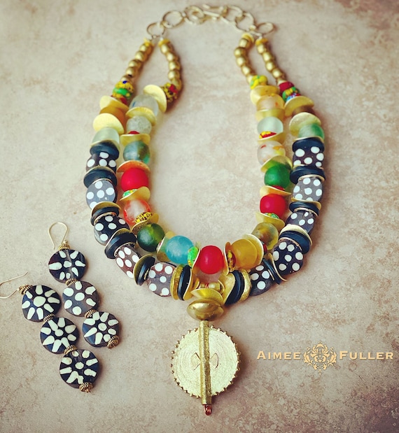 YAZILIND Set di gioielli africani per le donne boho tribale retrò