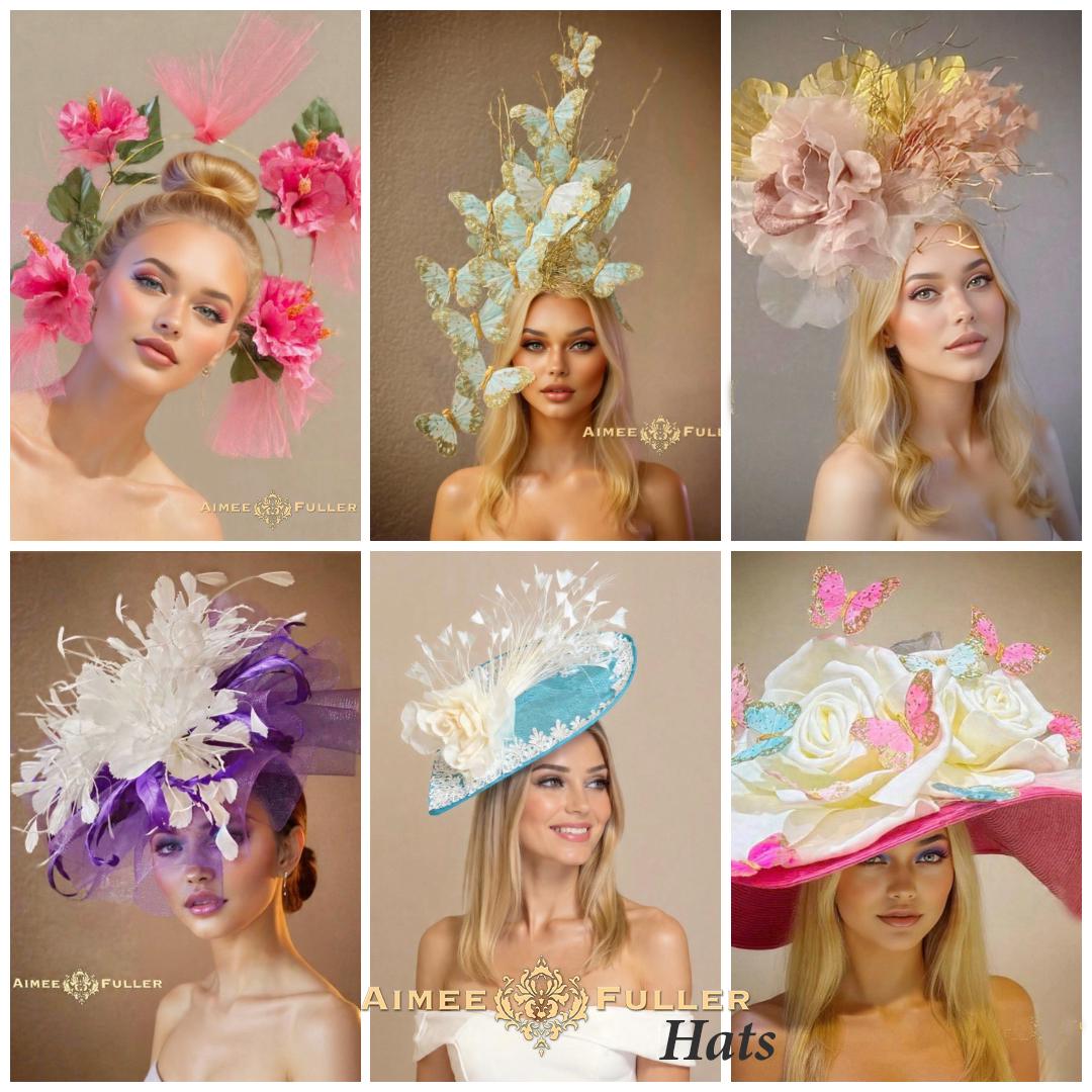 KY Derby Oaks Ascot Hat Pink & Green Floral Fascinator | Statement Headpiece Floral Kentucky Derby Hat, Black Pink Royal Ascot Hat  main image 2