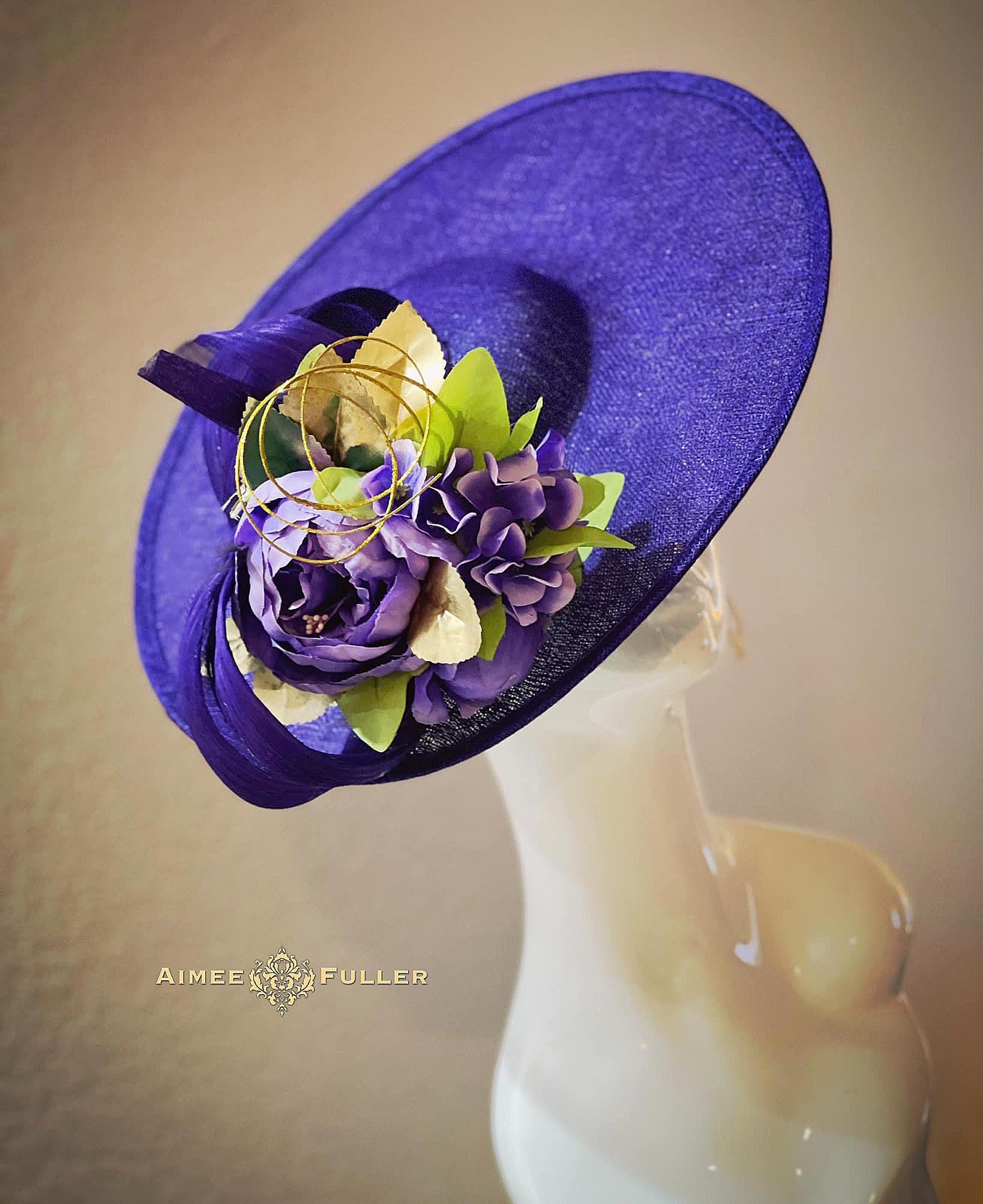 Kentucky Derby Hat Fascinator, Purple and Green Fascinator  display picture 2