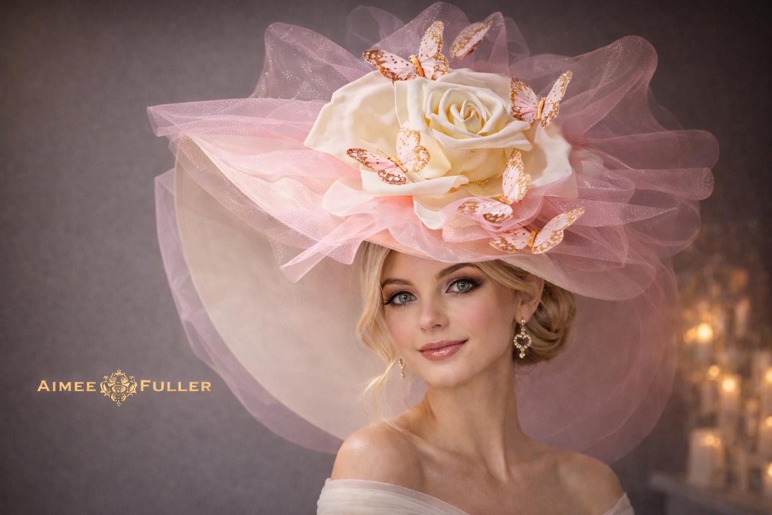 Kentucky Derby Hat Fascinator, Butterfly Fascinator, Pink  display picture 1