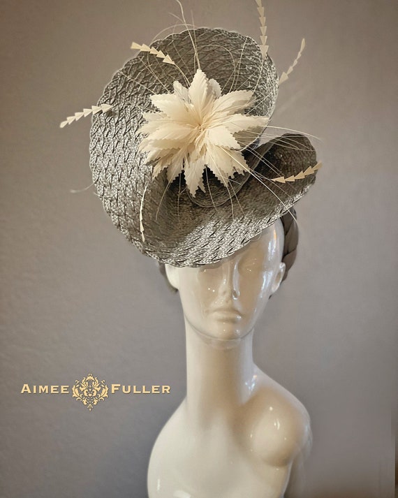 Kentucky Derby Hat, Gray Mother of the Bride Hat, Grey Gray  display picture 1