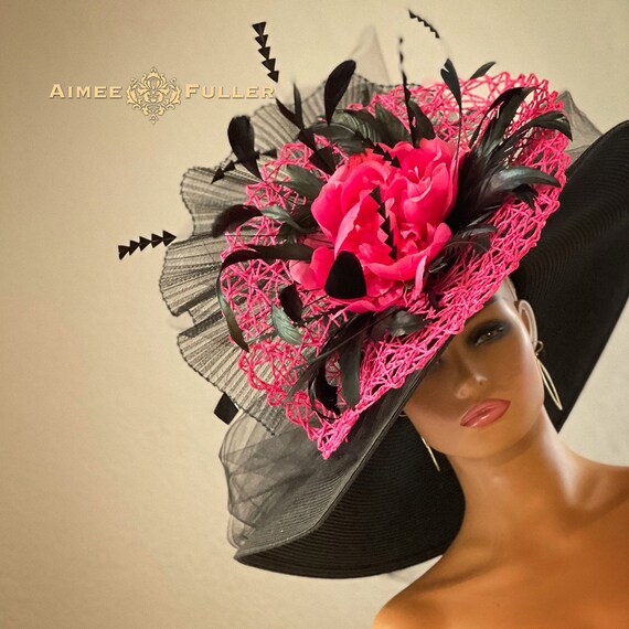 Maggie Mae Adjustable Elegant Fuchsia Purple Floral Applique Hat Custom Breeders Cup Hats by MAGGIE MAE DESIGNS main image 4