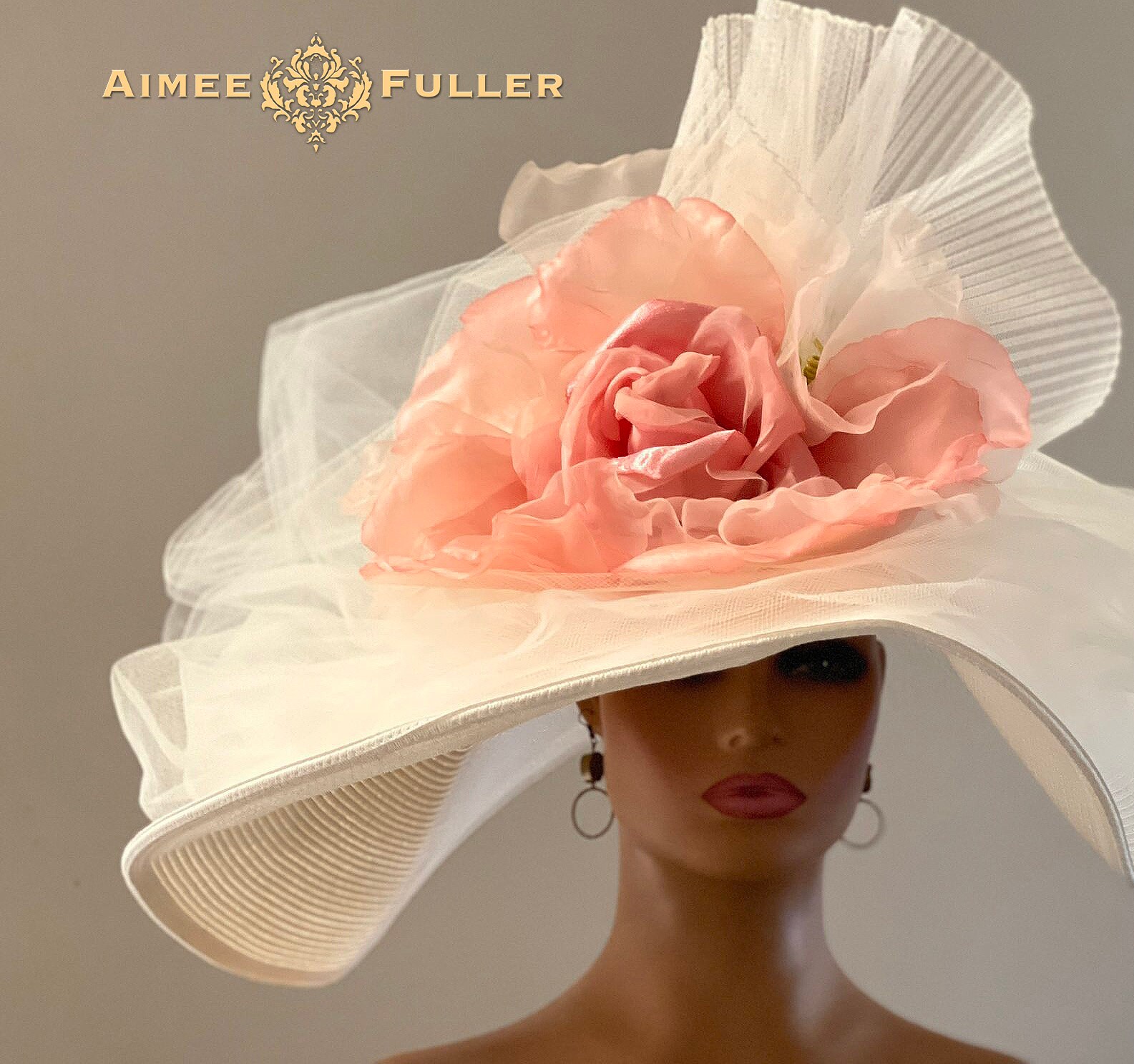 Kokin New York Pale Peach Rose Ribbon & Bow Bucket Kentucky Derby Hat - Vintage! KOKIN Bucket Hats for Women for sale | eBay main image 3