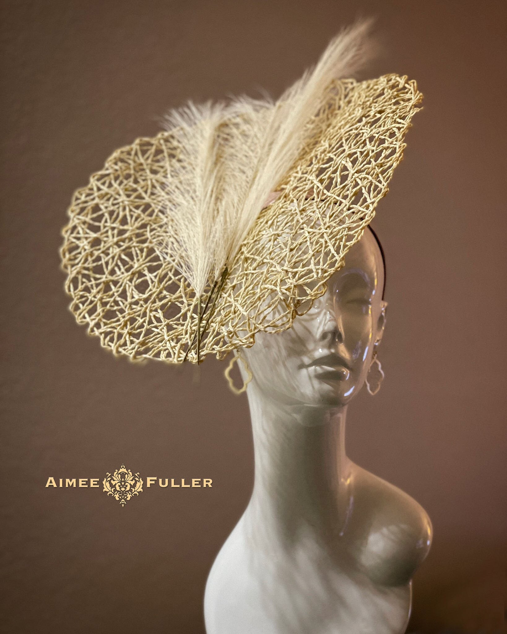 Kentucky Derby Hat Fascinator, off White Cream Royal Ascot  display picture 1