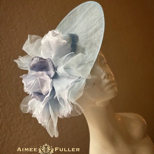 Kentucky Derby Hat Fascinator, Light Blue Gray Royal Ascot Hat, Bridal Hat, Mother of the Bride Fascinator, Elegant Easter Hat Melbourne Cup