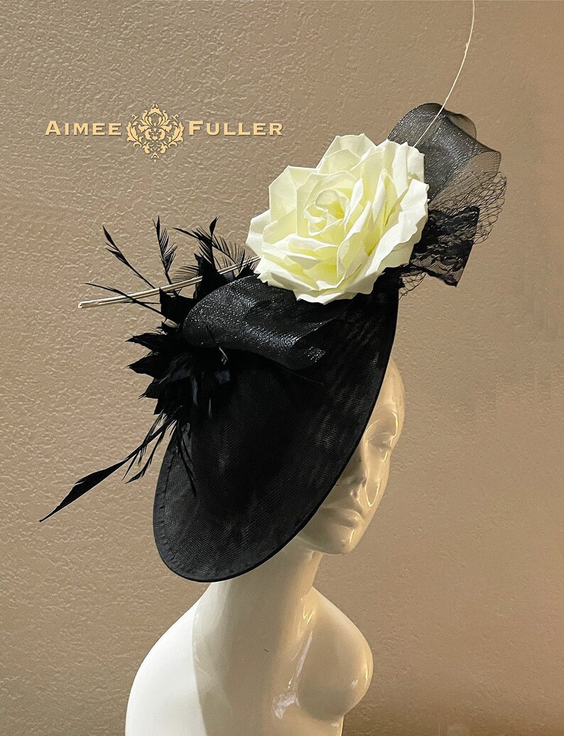 Kentucky Derby Fascinator Royal Ascot Saucer Hat Black Sinamay Etsy