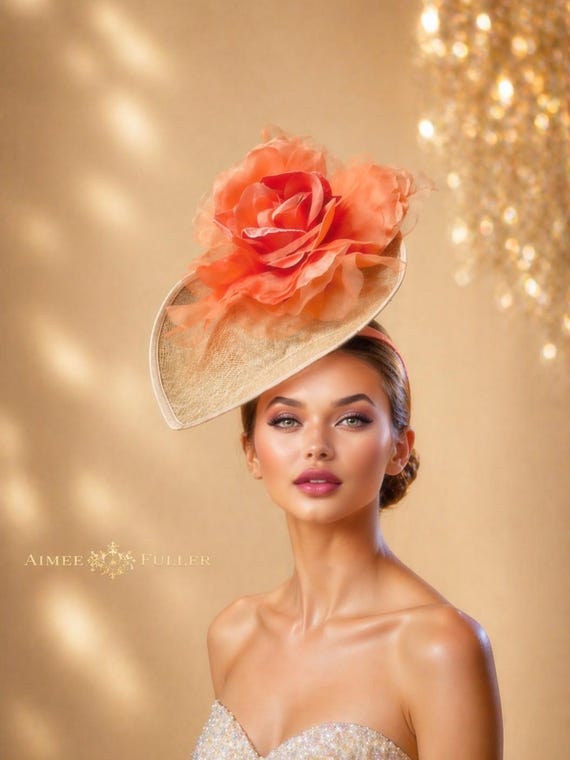 fascinator for orange dress Pink Orange Derby Fascinator Hat, Kentucky Derby Fascinator Hat,Tennessee Orange Pink Derby Fascinator Hat, Garden Tea Party Hat, Halloween