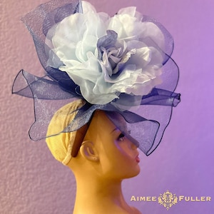 Kentucky Derby Hat, Fascinator, Powder Blue and Navy Fascinator, Del Mar Hat, Royal Ascot Fascinator Spring Hat Derby Hats for Women, Easter