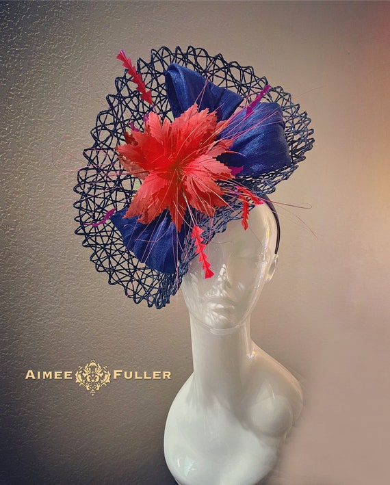 Kentucky Derby Hat, Red and Blue Hat, Derby Fascinator  display picture 1