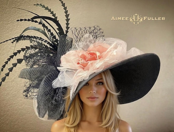 Kentucky Derby Hat, Pink Ombre Silk Rose Hat, Black Church  display picture 1
