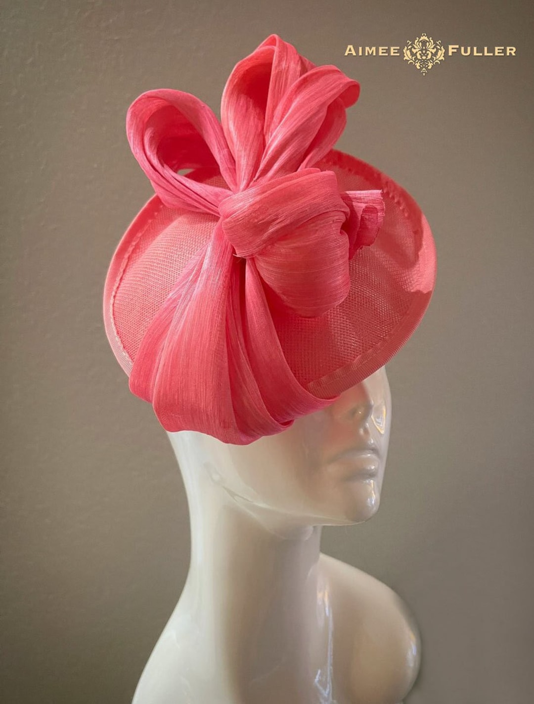 Kentucky Derby Fascinator, Salmon Pink Coral Hat, Holiday Hat, Cocktail