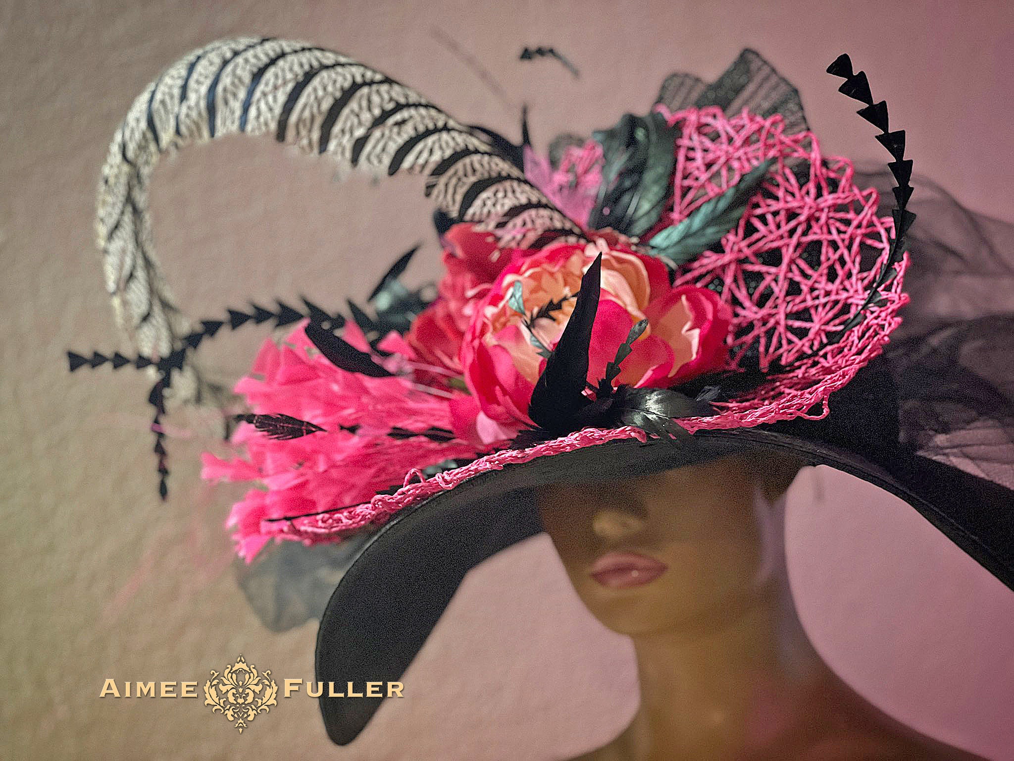 Kentucky Derby Hat, Wide Brim Hat, Ky Derby Hat, Fuchsia Hot  display picture 3