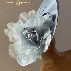 Kentucky Derby Hat Hatinator, Soft Blue Silk Flower Hat, Powder Blue Royal Ascot Hat, High Tea Hat Del Mar Races Contest Hat by Aimee Fuller