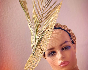 Kentucky Derby Fascinator, Gold Jeweled Headband, Gold-edged  display picture 2