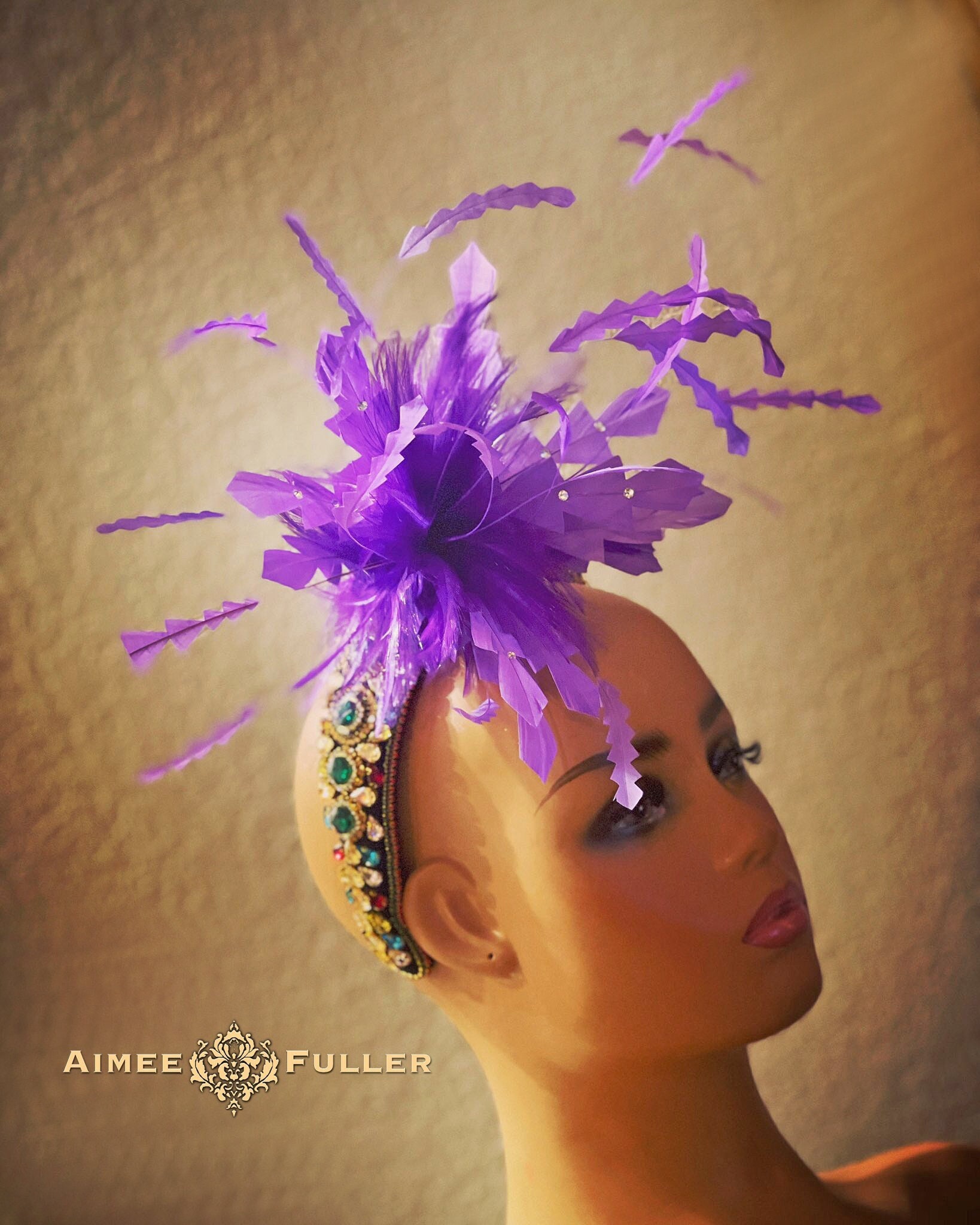 Kentucky Derby Fascinator, Bridal Fascinator, Purple High 