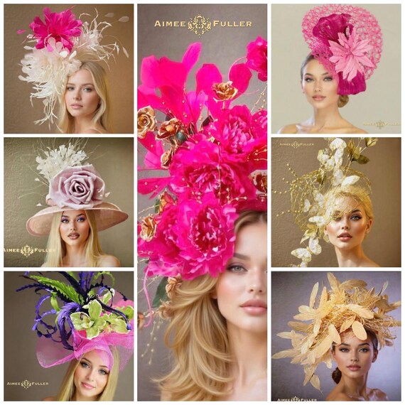 Jan Leslie Vintage Fascinator Hat w/ Pink and Fuchsia Roses & Green Leaves This item is unavailable - Etsy main image 2