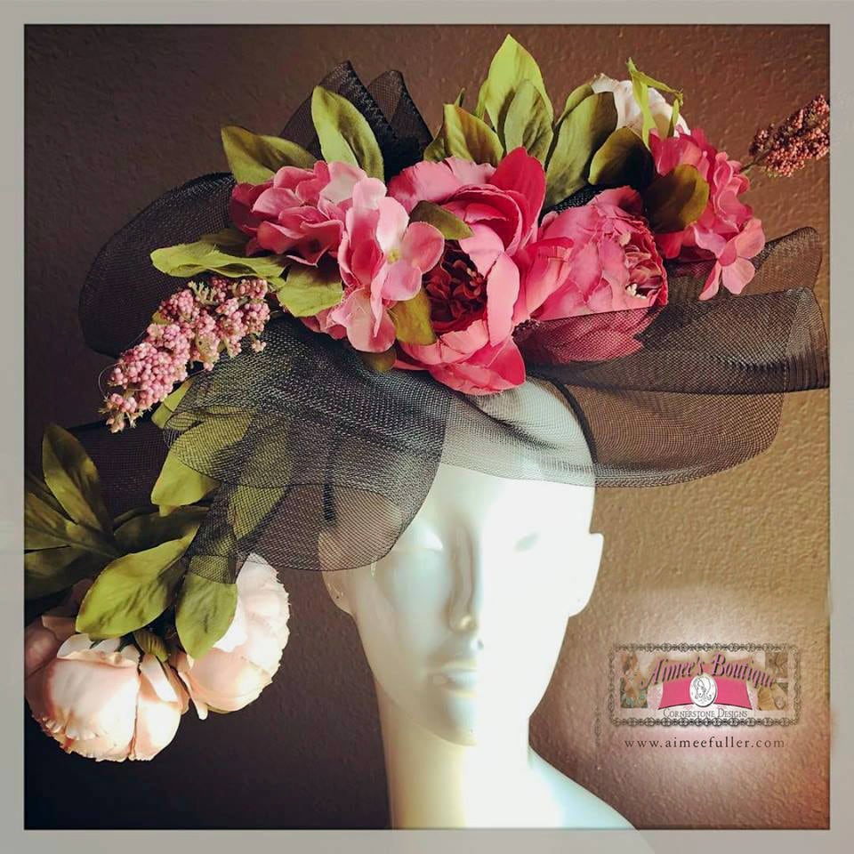 Kentucky Derby Hat Ky Oaks Elegant Hot Pink and Black Fascinator Church Wedding JANE KENTUCKY DERBY HAT - Hot Pink - Gold Coast Couture main image 3