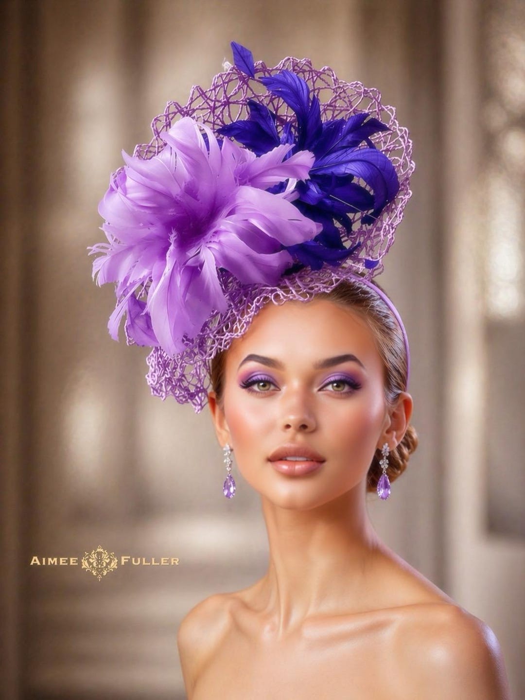 Kentucky Derby Hat Fascinator, Royal Ascot Hat, Lavender 