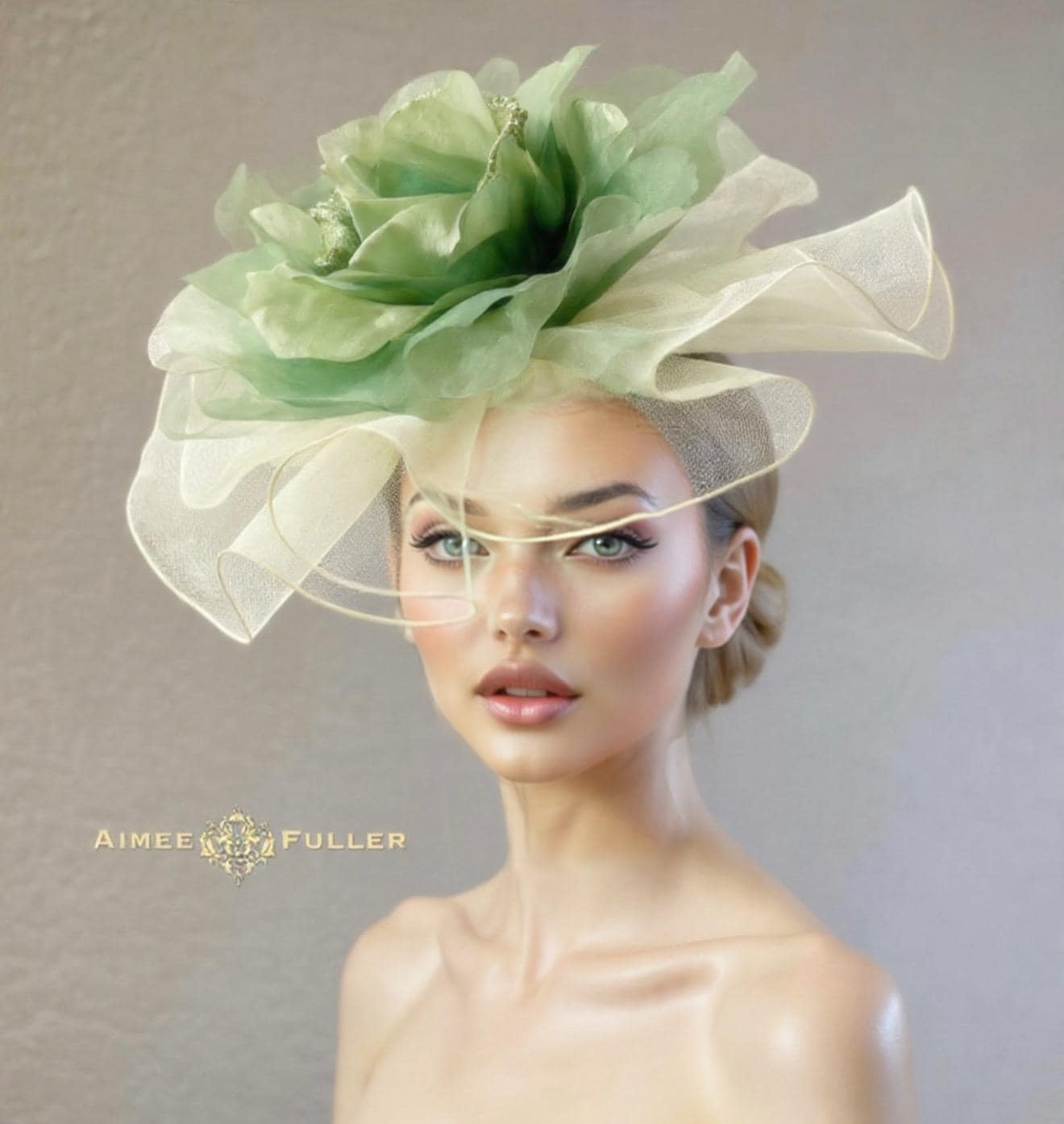 Ivory, Sage Green Fascinator - Etsy display picture 2