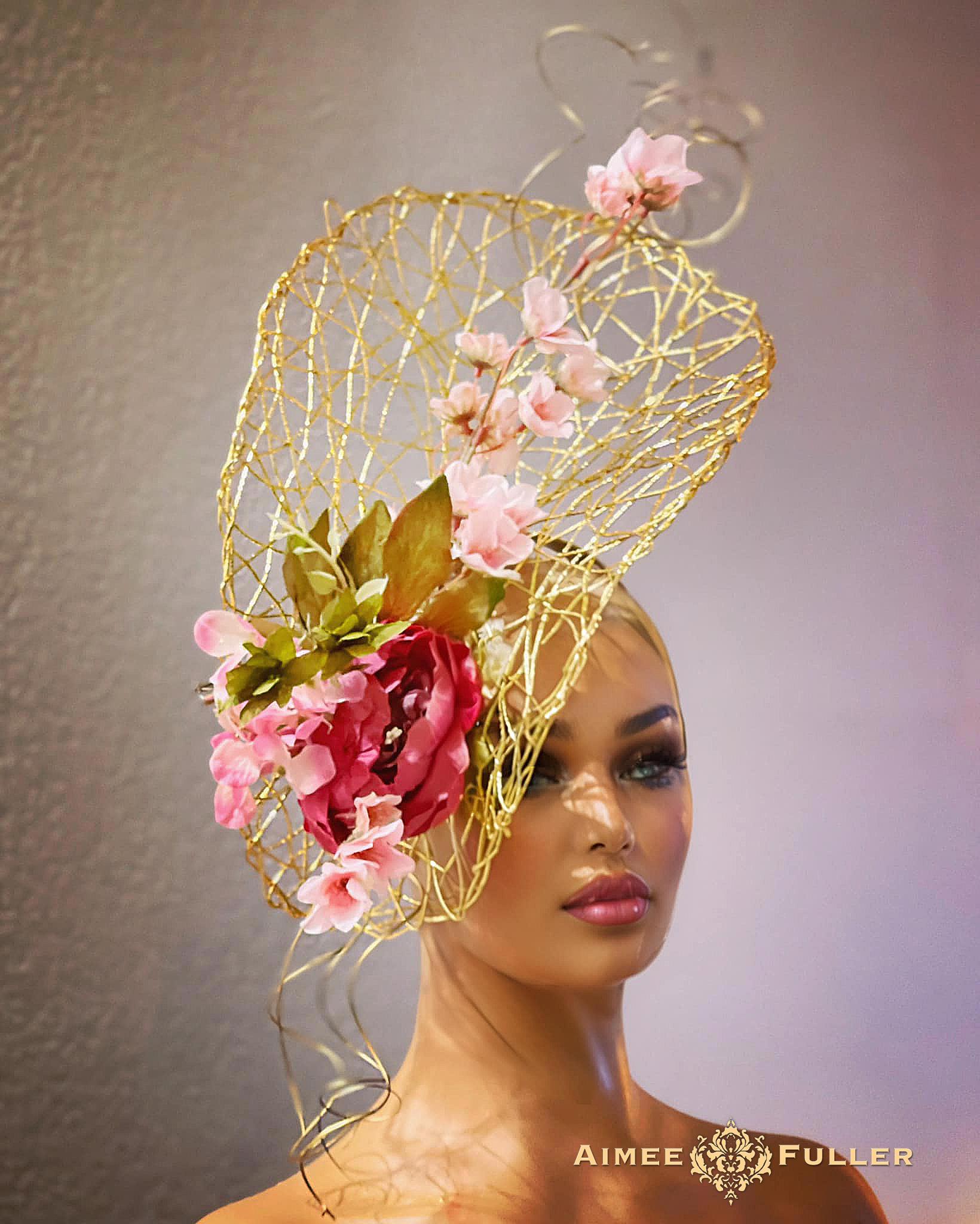 Kentucky Derby Oaks Rose Bow Feather Hat Fascinator Hatinator Easter Royal Ascot kentucky derby hat fascinator light pink satin with netting  main image 4