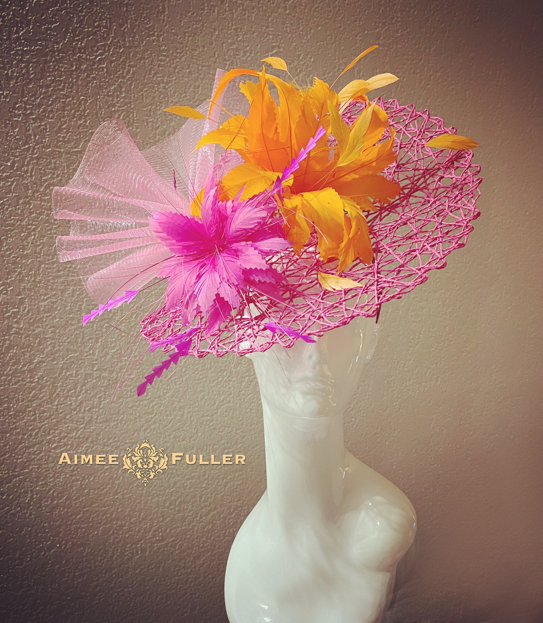 Kentucky Derby Hat—Vibrant Red and Pink detail.  Beautiful colors.  $250 Top That: Kentucky Derby Hats Pop in Pink main image 3
