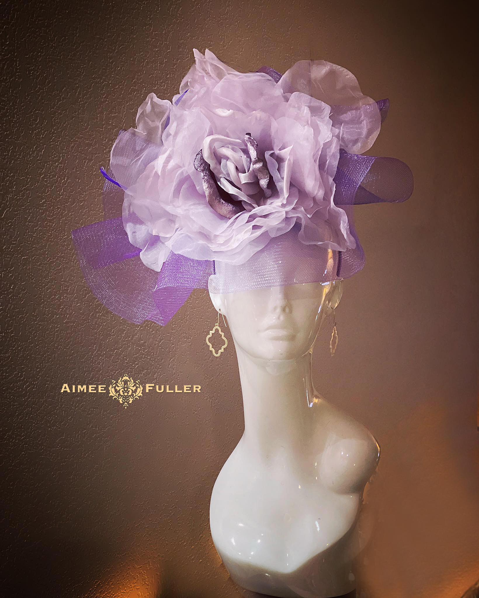 Kentucky Derby Hat Fascinator, Lavender Rose Derby Hat  display picture 2