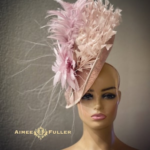Kentucky Derby Hat Fascinator, Pink Mauve Feather Cocktail Hat, Del Mar Hat, Dusty Pink Royal Ascot Hat Fascinator, Kentucky Oaks, Preakness