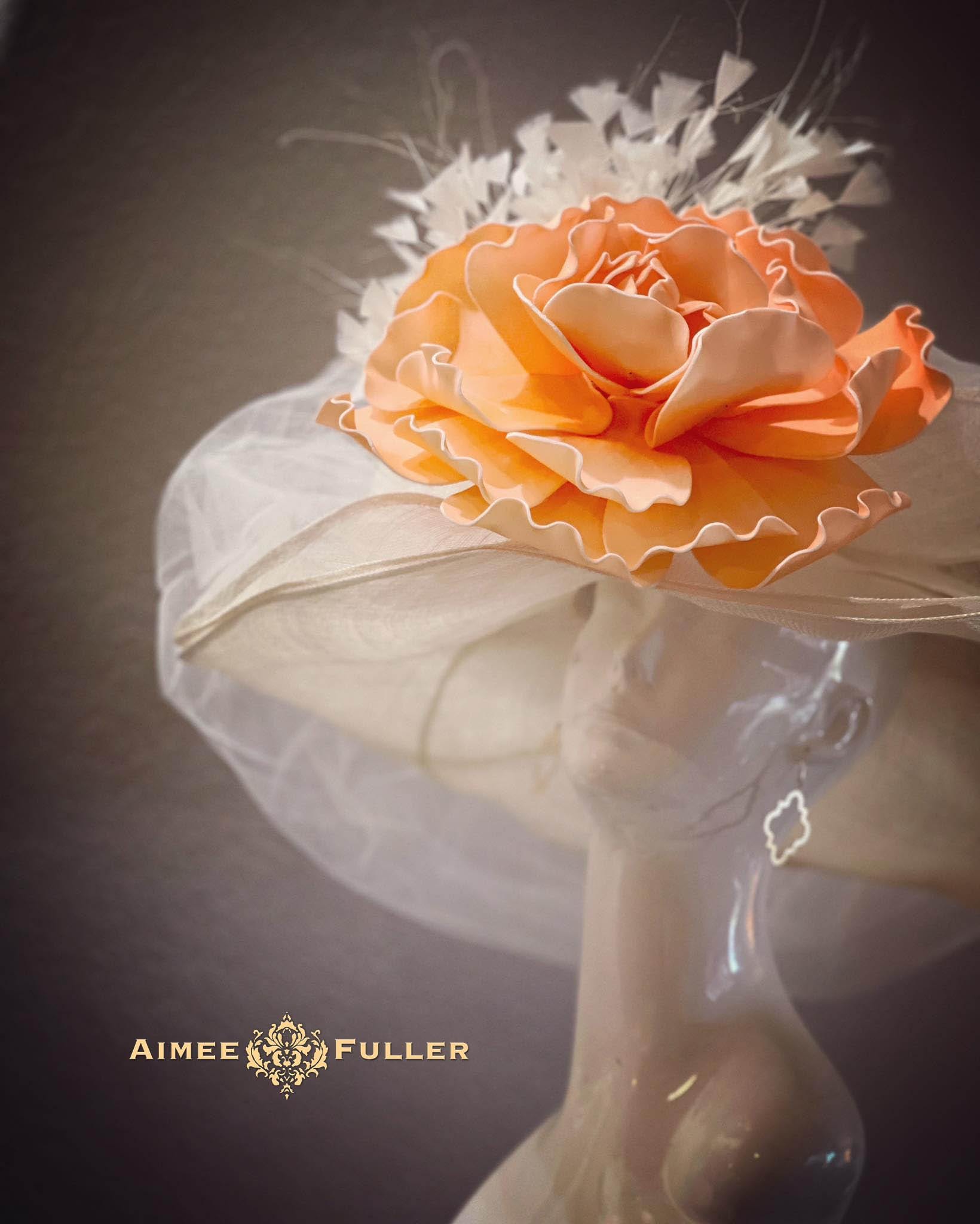 Orange Swirl Fascinator Dressy Bow Church Hat Womens Derby Pillbox Fascinator Kentucky Derby Hat | Bright Orange Crinoline Fascinator  main image 2