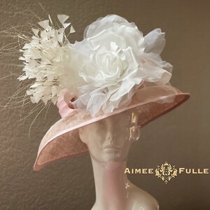 Kentucky Derby Hat, Kentucky Oaks Hat, Pink White Rose Hat, Royal Ascot Hat, High Tea, Easter Hat, Del Mar Races Hat Contest, Melbourne Cup