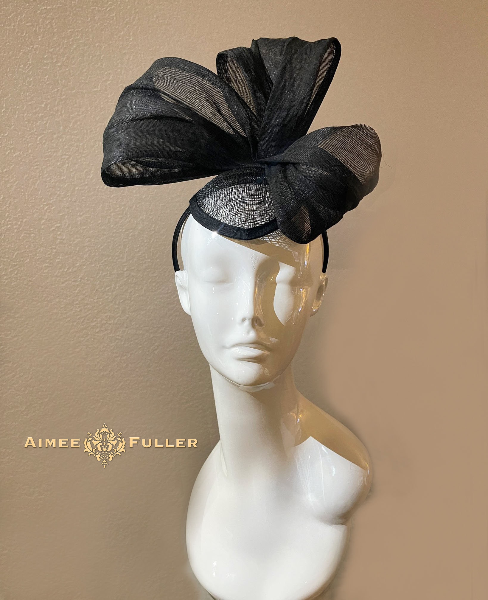 Elegant Unique Big Bow Black Caged  Fascinator Hat Tea Kentucky Derby Ch… M22019 ( Black/ivory ) Kentucky Derby Hat Church Hat Wedding  main image 3