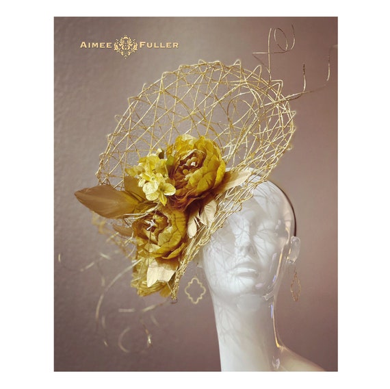 Gorgeous Vintage David M Gold Fabric Hat With A Floral Accent and Sequins Gold Sequin Hat 80s - Etsy main image 3