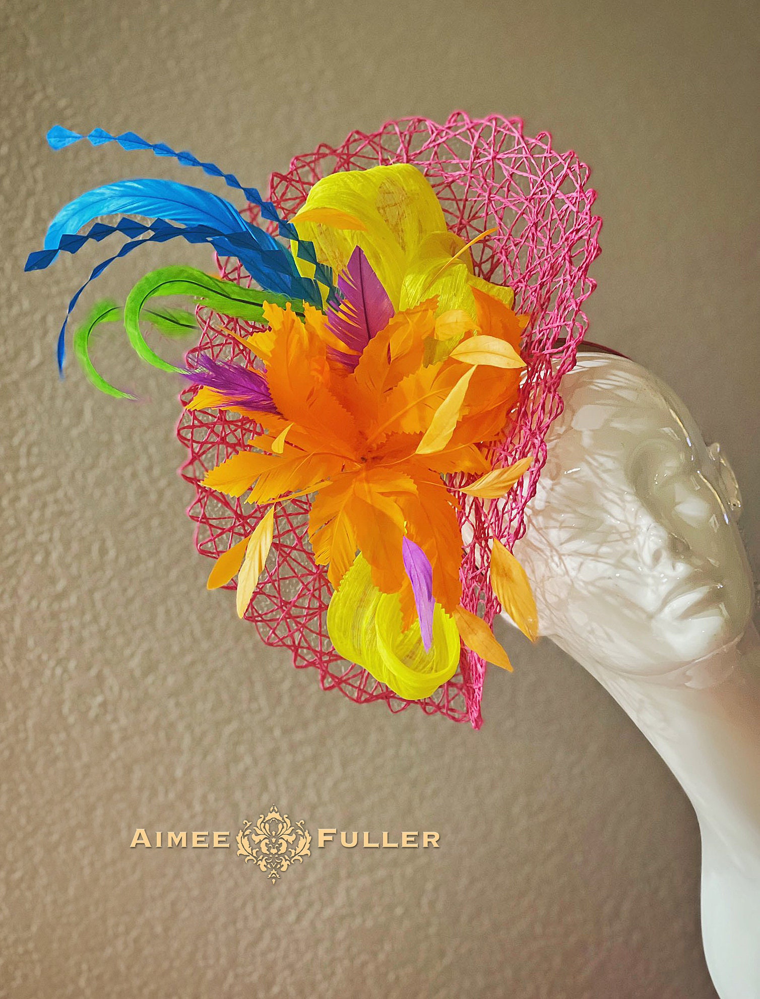Kentucky Derby Hat Fascinator, Orange Tangerine Rose Silk  display picture 1