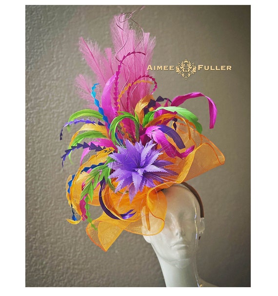 Kentucky Derby Hat Fascinator, Hot Pink Fuchsia Shocking  display picture 1