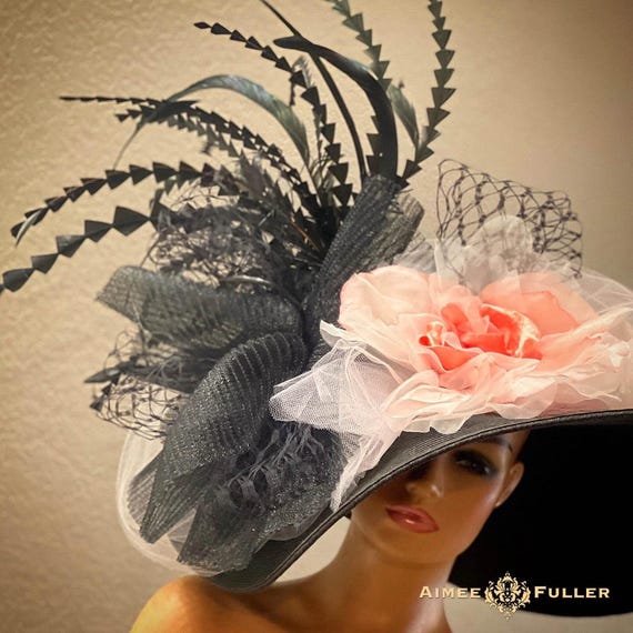 Kentucky Derby Hat, Coffee Beige Cream Brown Tulle Flower  display picture 1