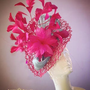 Hot Pink Kentucky Derby Hat, Kentucky Oaks Hat, Soft Light Blue Derby Fascinator, Chambray Blue, Del Mar, Royal Ascot Hat, Fancy Easter Hat