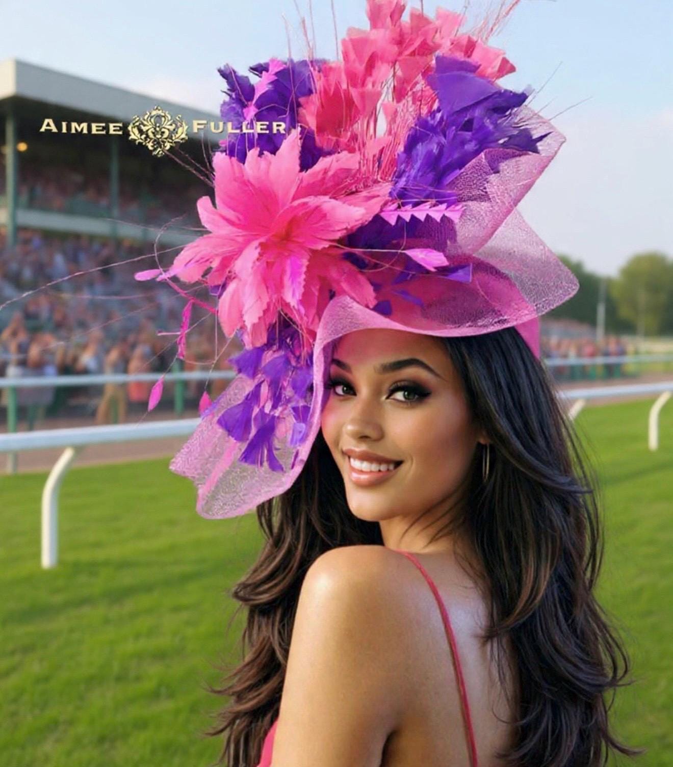 Kentucky Derby Hat Fascinator, Royal Ascot Hat, Pink Rose Disk