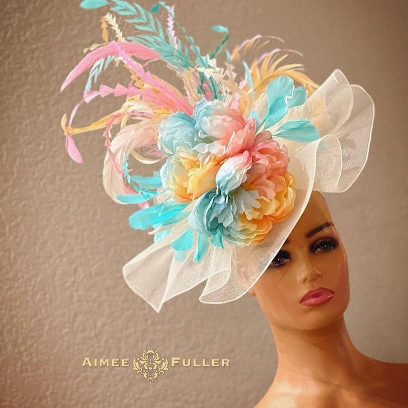 Colorful Floral Statement Fascinator | Bold Derby Hat | Kentucky Derby Statement Kentucky Derby Fascinators | Statement Race Days by Hats by  main image 3
