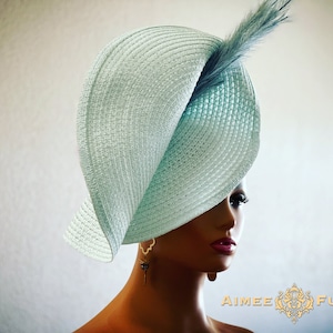 Aimee Fuller Baby Blue Ascot Kentucky Derby Large Fascinator Hat Easter Royal Ascot Melbourne Cup Del Mar Races Opening Day