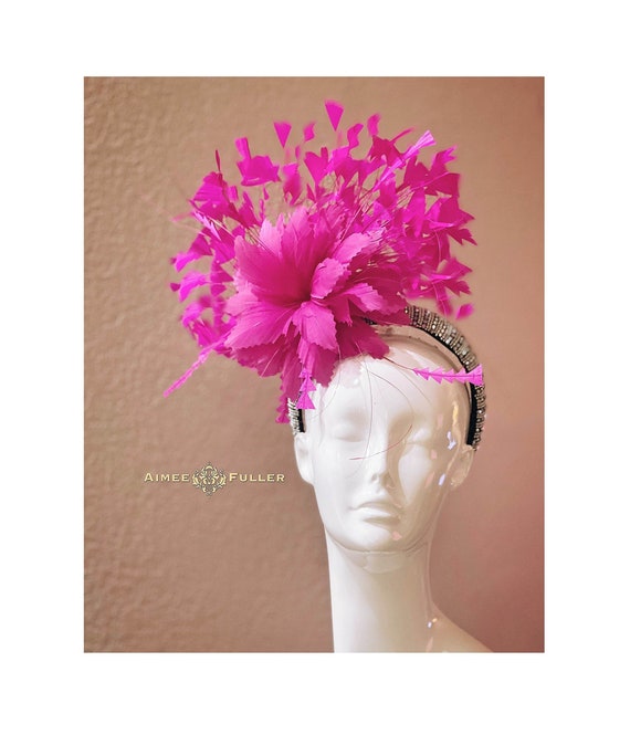 Kentucky Derby Headband Fascinator, Black Silver Jeweled 